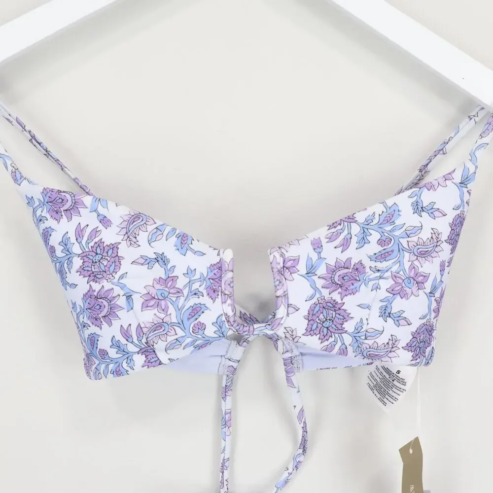 J.Crew Mira Bikini Top Classic Sculpt Blue Multi Size Small NWT